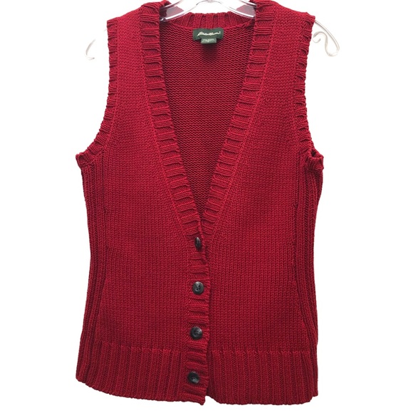 Eddie Bauer Jackets & Blazers - Eddie Bauer V-Neck Button Up Vintage Sweater Vest Women's Size S Red